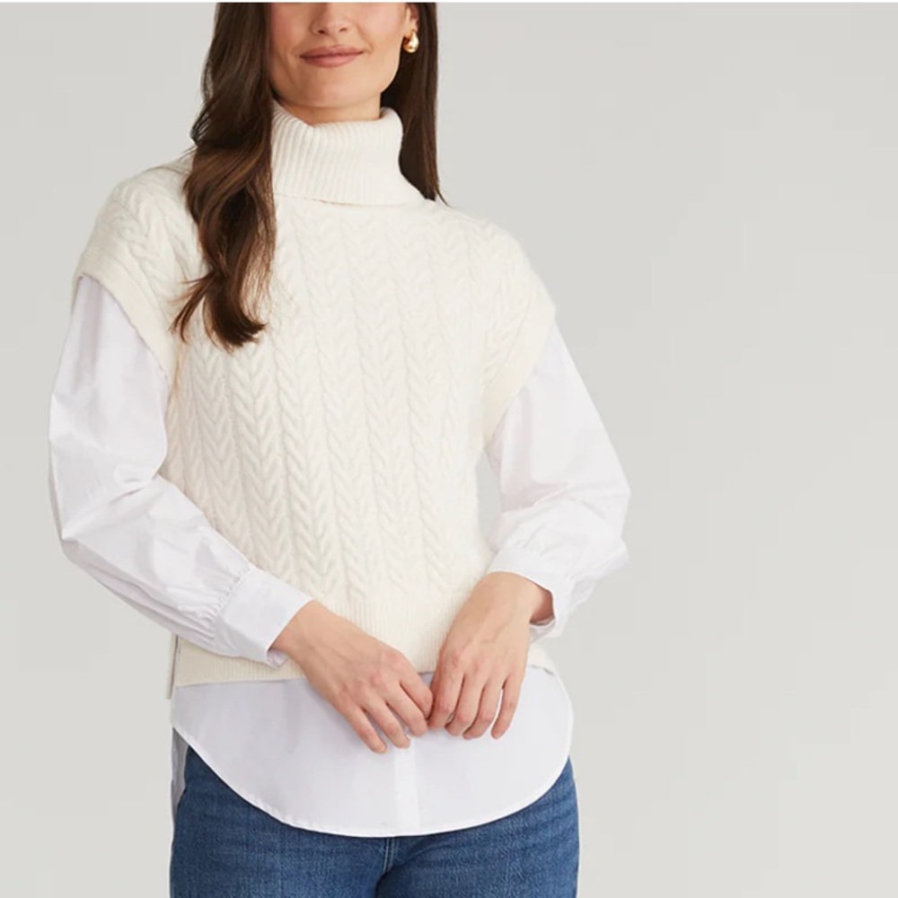 525 America SOFIA MIXED MEDIA LAYERED TURTLENECK SWEATER, Size S